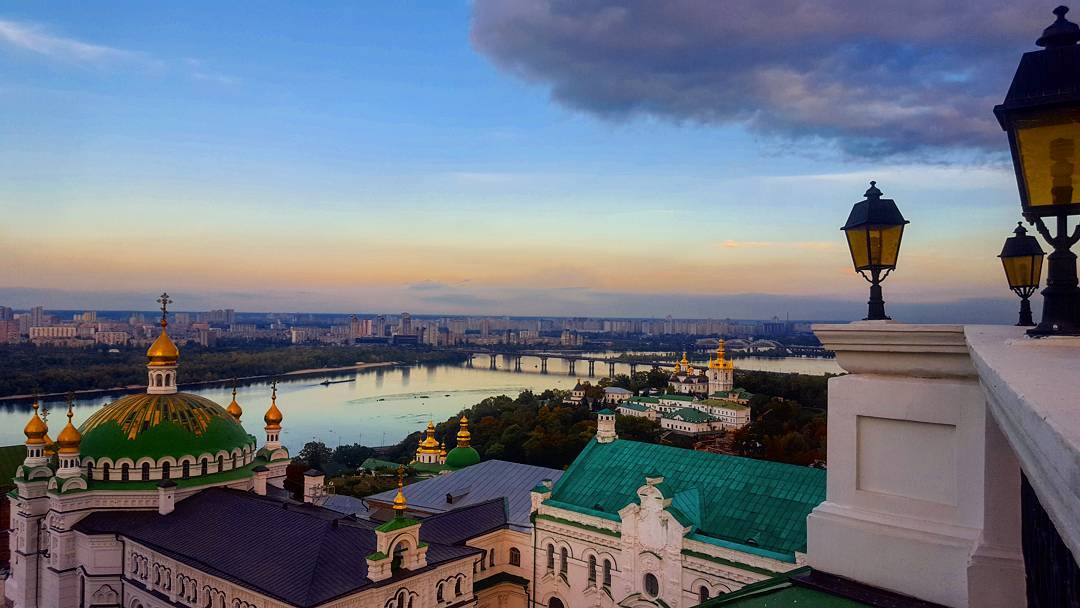 Isaac overlooking Kiev from the Lavra tower Ukraine