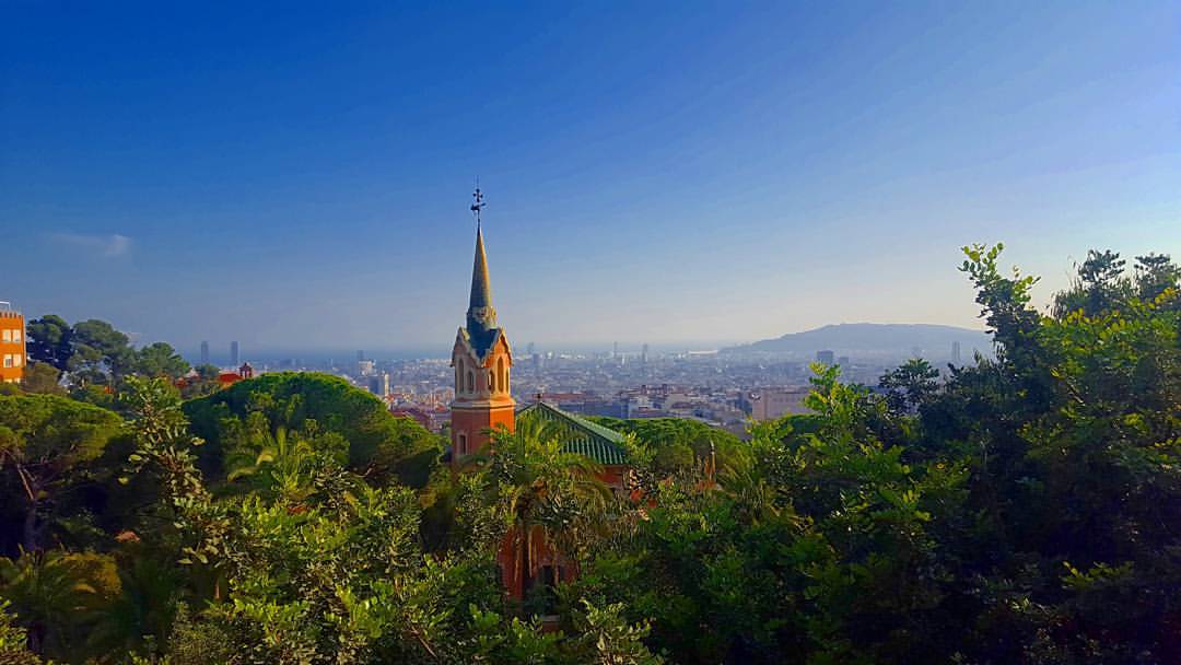 Barcelona view from Park Guell lookout.