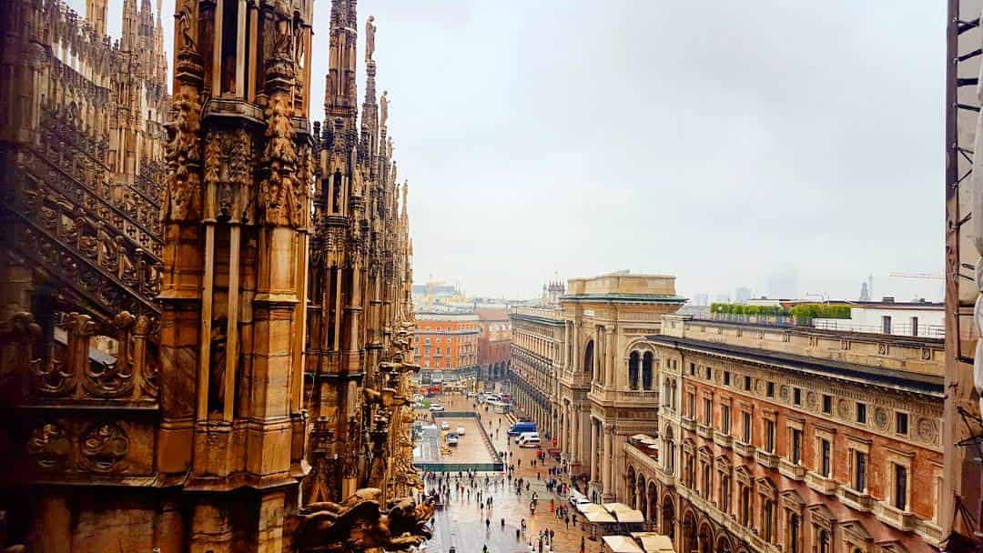 On top of the Doumo overlooking Milan italy