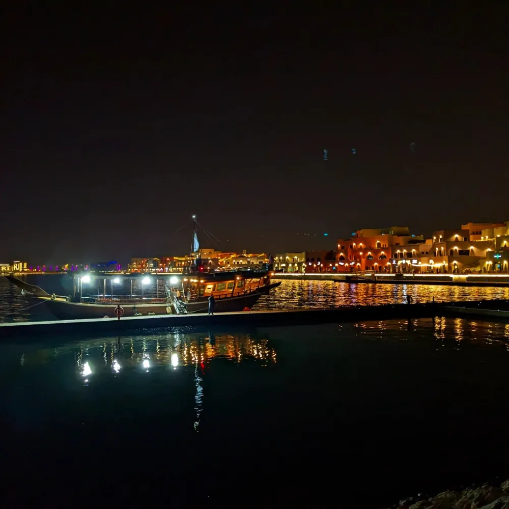 Doha Qatar boats at night