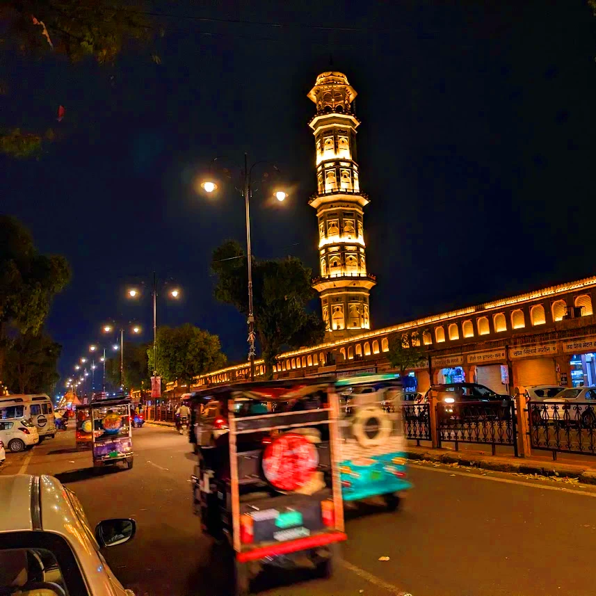 Jaipur India streets at night light tower (1)