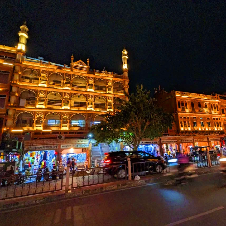 Jaipur India streets at night with moterbike (1)