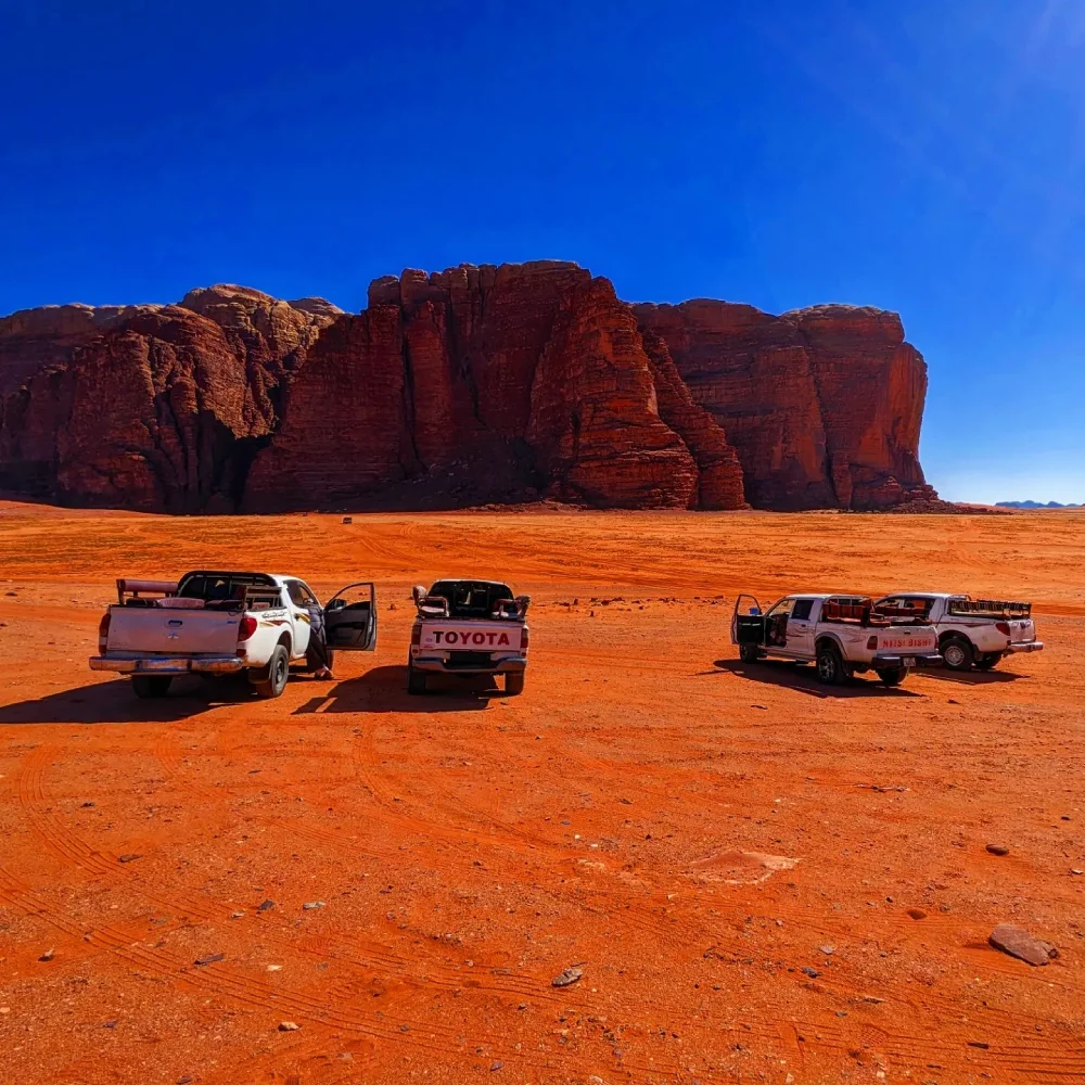 Wadi Rum Jordan tour trucks