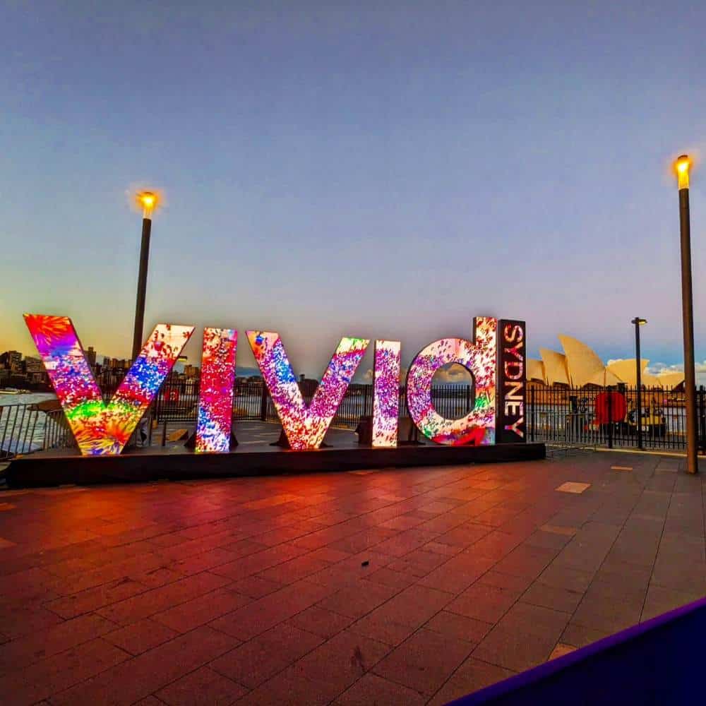 Vivid Sydney Australia sign in the evening