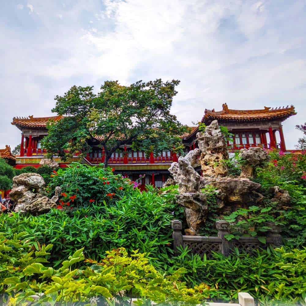 Garden view at the Forbidden City is the imperial palace complex in the center of the Imperial City in Beijing, (1)