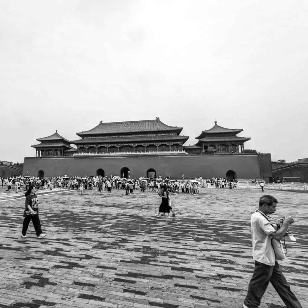 b&w The Forbidden City is the imperial palace complex in the center of the Imperial City in Beijing, bw