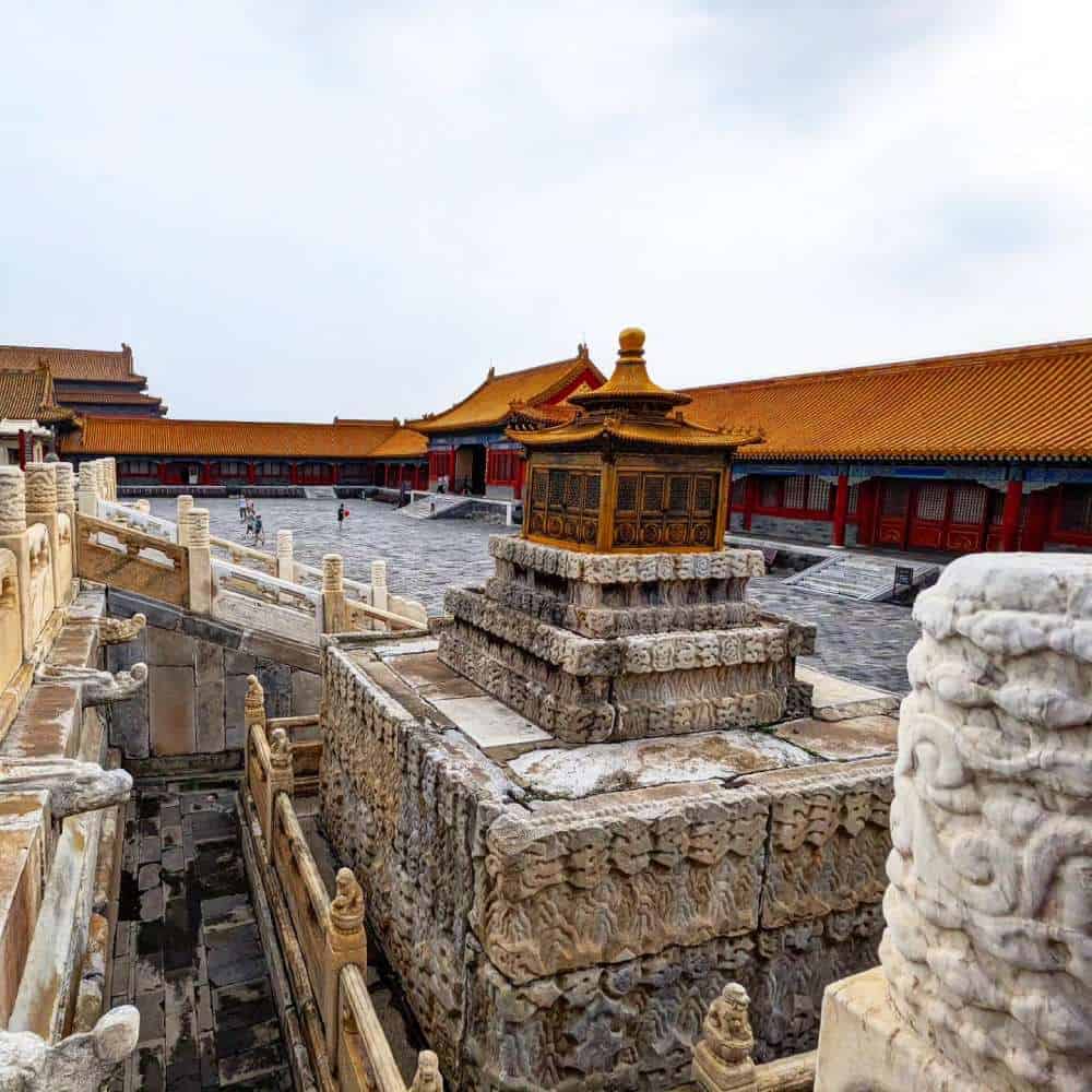 center view of the Forbidden City is the imperial palace complex in the center of the Imperial City in Beijing, (1)