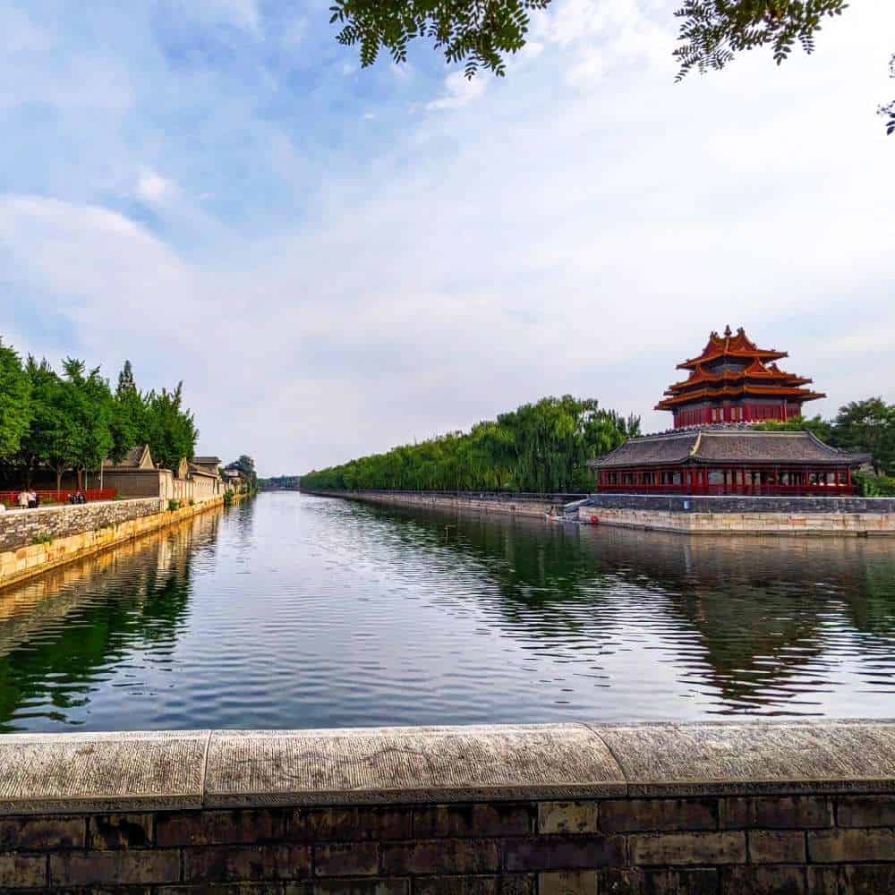 from the outside view of Forbidden City is the imperial palace complex in the center of the Imperial City in Beijing, (1)