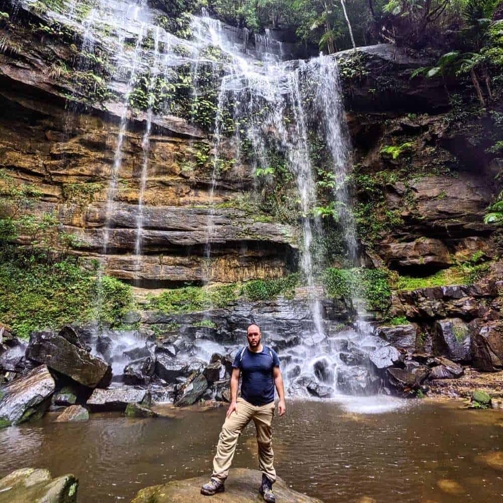 Hiking down and up the to the waterfalls near central coast nsw